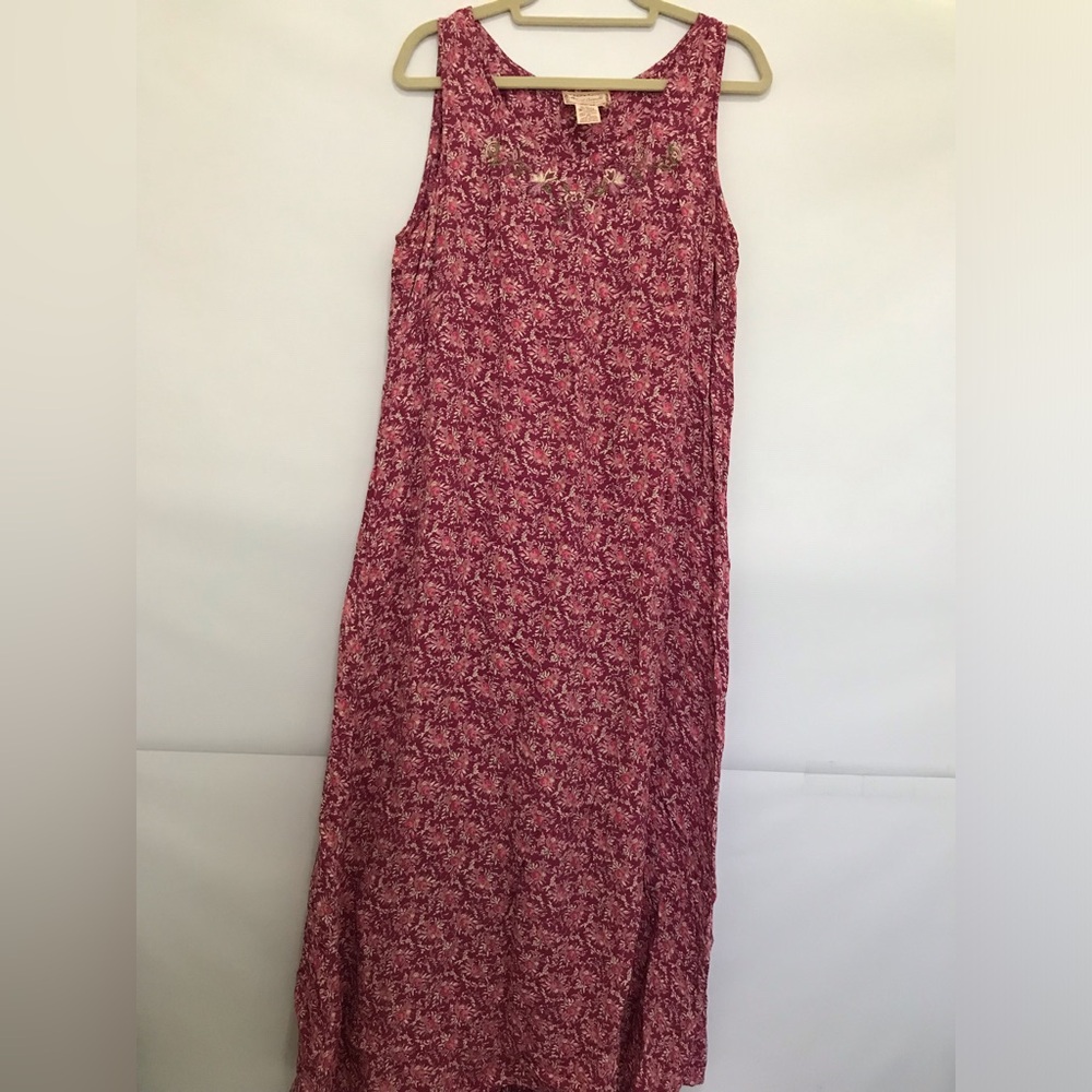 April Cornell Sleeveless Pink Floral Maxi Dress Size L